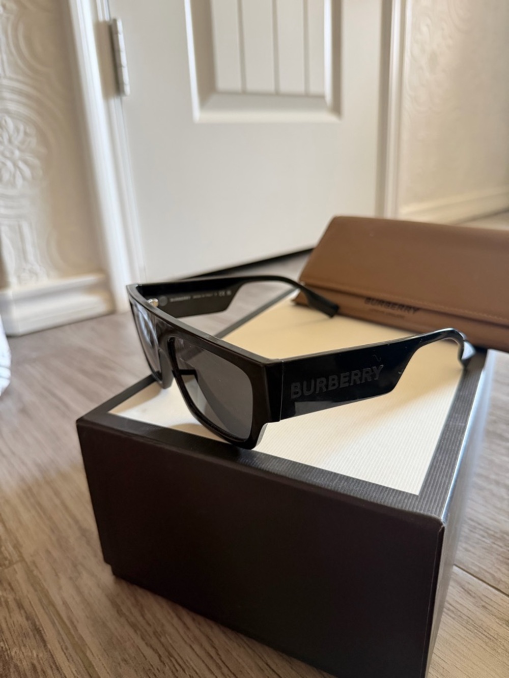 Burberry Black Designer Sunglasses with Dark Lenses